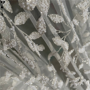 Mới Sang Trọng Màu Trắng Đám Cưới shinning Đính Cườm Lưới <span class=keywords><strong>2025</strong></span> Tốt Nhất Ren Long Lanh Vải - Product Image 5