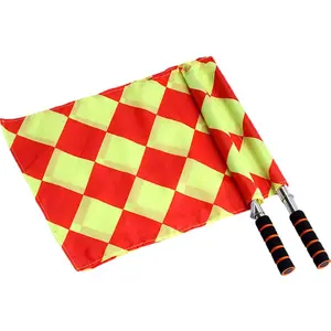 Bendera sinyal wasit sepak bola genggam olahraga dapat diatur warna merah dan kuning kustom pabrik profesional dengan pegangan busa