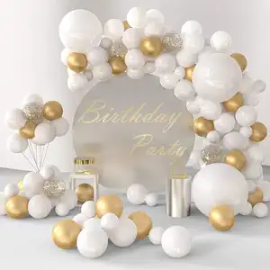 Birthday Arch Nicro Garland Combination Wedding Birthday Party Baby Shower Decoration Arched Balloon Chain White Gold Latex Balloon Arch