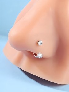 Anello a Ferro di Cavallo con Filettatura Interna in <span class=keywords><strong>Acciaio</strong></span> <span class=keywords><strong>Chirurgico</strong></span> 316L per <span class=keywords><strong>Piercing</strong></span> al Naso, Setto, Labret, Orecchini con Zircone - Product Image 4