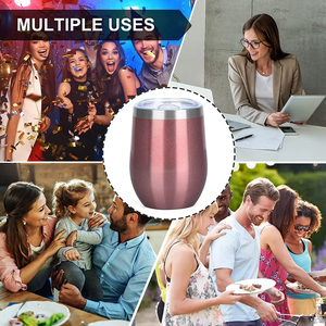 Cenron Stainless Steel Stemless Wine Tumbler 12oz Double Wall Insulated Vacuum <b>Cup</b> Back to School Eco-Friendly Minimalist Design - Product Image 6