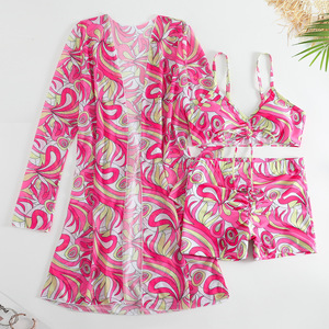 Nouvel ensemble trois pièces de <span class=keywords><strong>maillot</strong></span> de bain sexy 2026 pour femme, avec haut et bas en maille multicolore, effet allongeant les jambes - Product Image 5