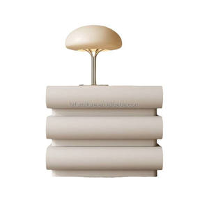 Nordic Lighting Round Smart <b>Night</b> <b>Stand</b> With Two or Three Drawers Luxury Nightstand for Bed Room - Product Image 6