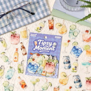 40 feuilles par boîte  Série « Boire et réfléchir sur les moments fugaces » Autocollants imperméables pour journal d'enfants - Product Image 2