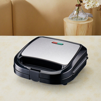 Mini-grille-pain et gaufrier électrique domestique 2 tranches avec couvercle automatique en plastique antiadhésif pour petit-déjeuner