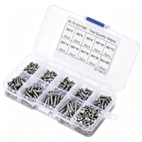 ISO7380-340PCS M3 Inch – Boîte de combinaisons spéciales vis et écrous à tête hexagonale en acier inoxydable 304