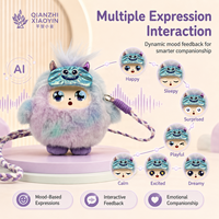 Sac à bandoulière en peluche AI MOMO Monster avec masque à cornes métalliques, yeux LED à ambiance lumineuse, et fonction de clonage vocal ChatGPT pour la mémoire (plus de 50 langues)