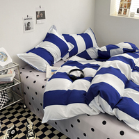 Parure de lit 4 pièces personnalisable en microfibre 100 % polyester 100TC, confortable, toutes saisons, motif géométrique moderne tissé et imprimé