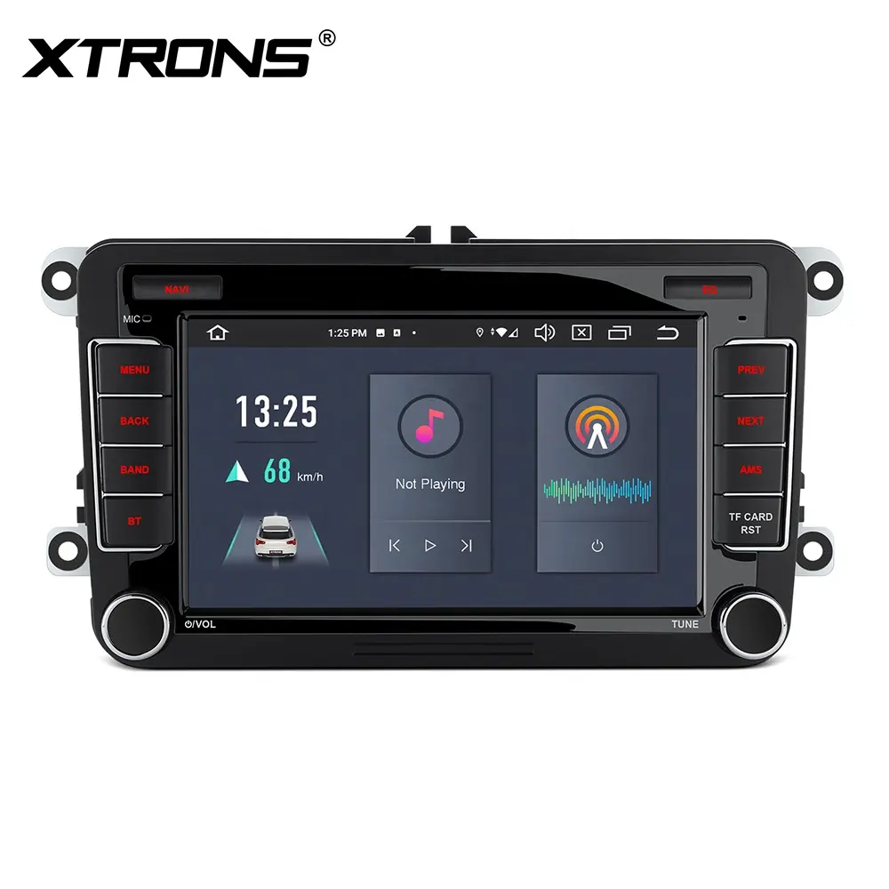 مشغل سيارة XTRONS بشاشة 7 بوصات ثنائي الرؤوس يعمل بنظام الأندرويد 13 مساحة تخزين 64 جيجابايت GPS مناسب لسيارات VW Golf MK5 Passat B6 Transporter مشغل سيارة 4G LTE يعمل بنظام الأندرويد مزود باستريو