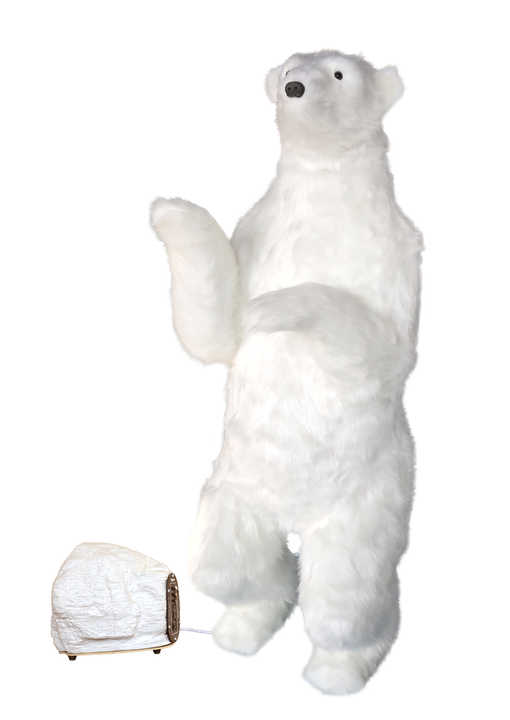 Standing Realistic Plush Polar Bear Life Size Large Christmas Animatronics Outdoor Animated Christmas Decorations with Music