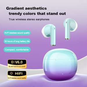 Écouteurs sans fil BT 6.0 TWS semi <span class=keywords><strong>intra</strong></span>-<span class=keywords><strong>auriculaires</strong></span> 13mm HiFi Stéréo, autonomie 30H, contrôle tactile dégradé, écouteurs OEM - Product Image 4