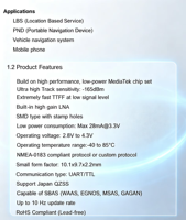 Module GPS GLONASS GNSS SMD D398ST51009EBGG-33 à faible consommation et TTFF rapide pour LBS, PND, traceur de véhicule, mobile, OEM, ODM, RoHS