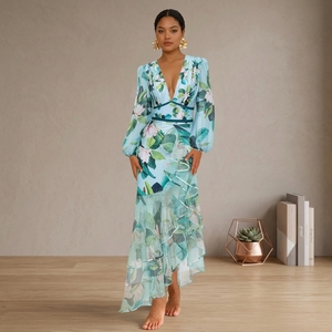 Maillot <span class=keywords><strong>de</strong></span> <span class=keywords><strong>bain</strong></span> une pièce <span class=keywords><strong>de</strong></span> luxe à manches longues avec imprimé floral et jupe, personnalisable, vente en gros, OEM, ODM, pour femme, tenue <span class=keywords><strong>de</strong></span> plage - Product Image 5