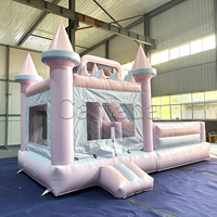 Château gonflable rose pastel Castillo pour l'intérieur et l'extérieur, château de saut commercial avec grand toboggan combiné, certifié CE, 800 kg