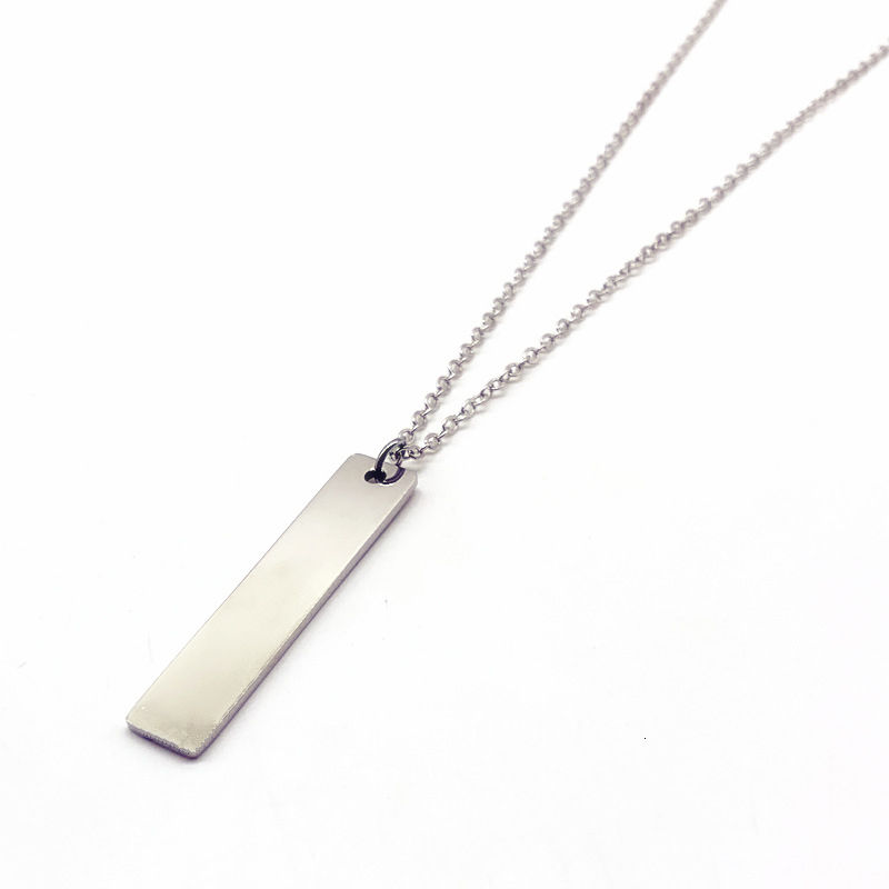 2020 mode nouveau noir Rectangle pendentif collier hommes à la mode Simple  en acier inoxydable chaîne hommes collier bijoux cadeau