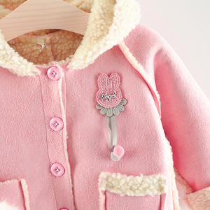 Zhejiang Huzhou Top quality custom red children warm pocket coat kids girls winter suede plush coats - Product Image 6