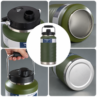 Bouteille d'eau isotherme de 1,5 L et 2 L, grande capacité, en acier inoxydable, pour le camping, les sports et les chantiers