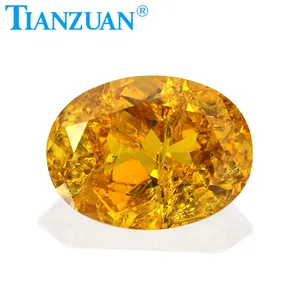 Oval shape natural cut yellow color corundum including minor cracks and inclusions synthetic sapphire loose gemstone