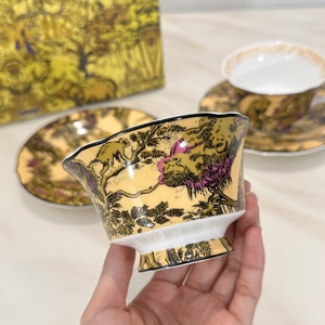 ชุดถ้วยชาและจานรองลายใหม่ ลดราคาพิเศษ ซีรีส์ D สไตล์ยุโรป สำหรับน้ำชายามบ่าย ทำจากเซรามิกเนื้อ Bone China - Product Image 2