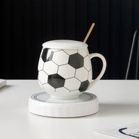 Mug en céramique au design football 2026, cadeau d'affaires créatif avec couvercle et cuillère pour le lait, le café, le thé chaud, cadeaux promotionnels