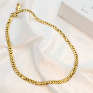Stainless Steel NK Embossed Chain Necklace 18k Gold Plated 6mm Geometric Design Gift Jewelry - Product Image 3