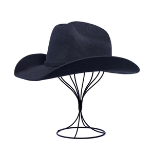 Sombrero de Vaquero de Fieltro de Lana 100%, Estilo Americano Occidental, Sombrero de Vaquero de Texas, Sombrero de Vaquero de Cuerno Largo, Sombrero de Vaquero Vintage de Ala Ancha con Boa - Product Image 4