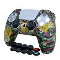 Coque en silicone pour manette PS5, protection par transfert d'eau, capuchons de joystick, accessoires pour console de jeu