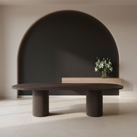 Table à manger rectangulaire longue en bois massif moderne R/H, design rustique antique, 2 pieds, table de thé pour villa