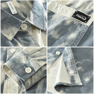 เสื้อเชิ้ตแขนยาวสไตล์สตรีทแวร์ทรงโอเวอร์ไซส์ลายบาติกย้อมสีแบบวอชแมน พร้อมกระเป๋า ดีไซน์ศิลปะโดดเด่น แฟชั่นล้ำสมัย - Product Image 4