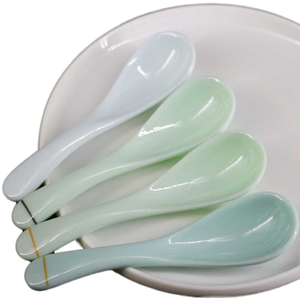 Juego de servir de restaurante chino de mango corto, cuchara de sopa pequeña de melamina, cuchara de sopa de imitación de plástico de cerámica, cuchara de sopa antiquemaduras - Product Image 1