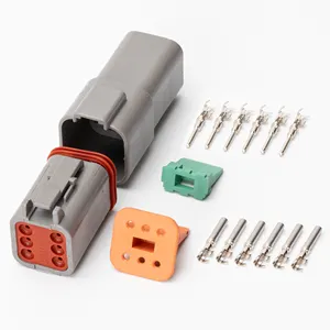 Conector impermeável para reparo automotivo, kit de tomada de conector de 6 pinos de padrão alemão dt com pontos de carimbo e tomada de vedação para reparo automotivo