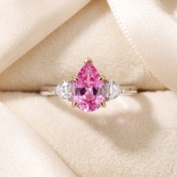 Bague de fiançailles en or rose 18 carats avec diamant rose de laboratoire en forme de poire et pierres latérales en forme de cœur, bijoux fins pour femmes, OEM ODM, mariage, mariée