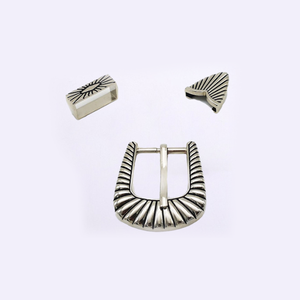 Usine bon prix 25mm boucle de ceinture de style occidental pour femmes boucle à ardillon 3 pièces en alliage de zinc rayé - Product Image 4