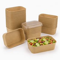 Bol à emporter jetable carré et rectangulaire, design anti-fuite, biodégradable, recyclable, écologique, vente en gros, pour salades