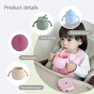 Nouvelle tasse d'apprentissage en silicone grande capacité, portable avec paille, anti-chute et poignée, pour l'apprentissage de l'eau des nourrissons - Product Image 2