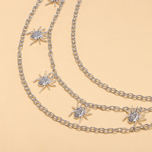 โซ่คาดเอวโลหะหลายชั้นพร้อมจี้รูปแมงมุมสำหรับกางเกง แฟชั่นอเนกประสงค์ สไตล์เรโทร ทันสมัย ใส่ได้ทุกวัน ทำจากโลหะผสมสังกะสี รูปทรงแมลง - Product Image 3