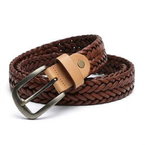 Cinturón Trenzado de Cuero Vacuno para Hombre, Estilo Casual Premium de M Ahmed Enterprises, Hebilla de Aleación de Zinc de Una Sola Pieza, Hecho a Mano OEM - Product Image 1