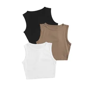 Bán Buôn Mùa Hè Tùy Chỉnh Thanh Lịch Thời Trang Giản Dị Bông Halter Chạy Thể Thao Longe Mặc Vest Slit Tops Cho Phụ Nữ