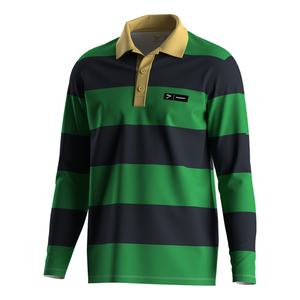 เสื้อโปโลผู้ชายทรงปกติ ผ้าโพลีเอสเตอร์ปิเก้ ลายทาง สำหรับกอล์ฟและรักบี้ ผ้ากันยับ - Product Image 3