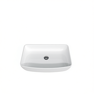 Lavabo Rectangular de Cerámica Blanca para Baño, 24x15 Pulgadas, Acabado Brillante, Diseño Contemporáneo, Montaje en Pared - Product Image 1