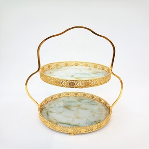 Accessoires Servant <span class=keywords><strong>Assiette</strong></span> À Gâteau 2 Niveaux Gâteau Ensemble <span class=keywords><strong>de</strong></span> Support <span class=keywords><strong>de</strong></span> Plateau <span class=keywords><strong>de</strong></span> Support avec Poignée - Product Image 1
