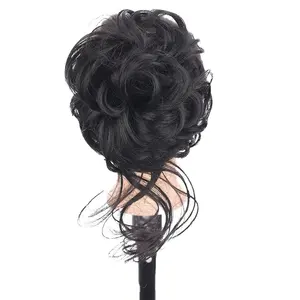 Dài râu bóng đầu tóc giả Bun lấy Clip Fluffy tự nhiên scrunchie Bridal Cocktail kẹp tóc