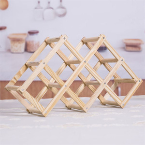 Porte-vin rectangulaire pliable en bois massif de pin, style moderne et minimaliste, pour plusieurs bouteilles, idéal pour les fêtes, design épuré - Product Image 2