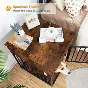 Caseta de madera decorativa <span class=keywords><strong>para</strong></span> perros con cajón, jaula <span class=keywords><strong>para</strong></span> mascotas de interior, mesa auxiliar <span class=keywords><strong>para</strong></span> perros pequeños, tubo de acero <span class=keywords><strong>para</strong></span> cachorros - Product Image 5
