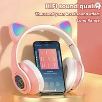 Casque audio LED STN28 de haute qualité avec oreilles de chat, suppression du bruit, pour adultes, enfants, filles, sans fil, pliable