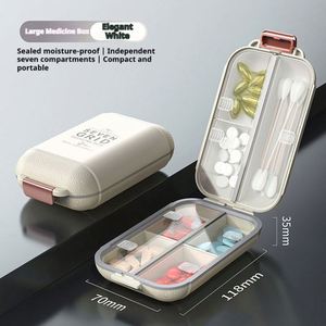 Portable Seven-compartment PP Dust-proof <b>Pill</b> Dispenser Storage Box With Lid for Travel Medication <b>Container</b> - Product Image 4