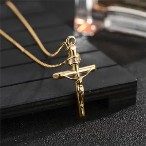 Stainless Steel Valentines Couples Cross Pendant Necklace For Boyfriend Girlfriend Jewelry