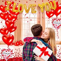 Ensemble de décoration d'arche de ballons rouges en forme de cœur pour fête, anniversaire, mariage, confession, cadeau d'anniversaire, avec inscription « Je t'aime »