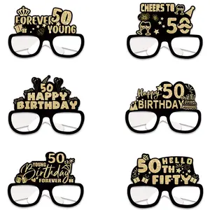 6個の誕生日パーティーグラス18番目の眼鏡サングラスギフト小道具フォトペーパーの装飾182150番目の面白いお誕生日おめでとう装飾