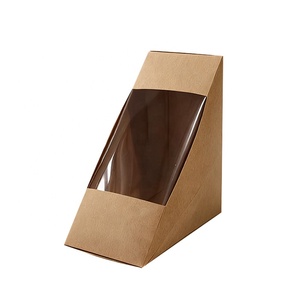 Emballages en papier kraft pour sandwichs, boîtes d'emballage pour la restauration rapide, contenants alimentaires jetables <span class=keywords><strong>à</strong></span> emporter avec fenêtre en PET - Product Image 3